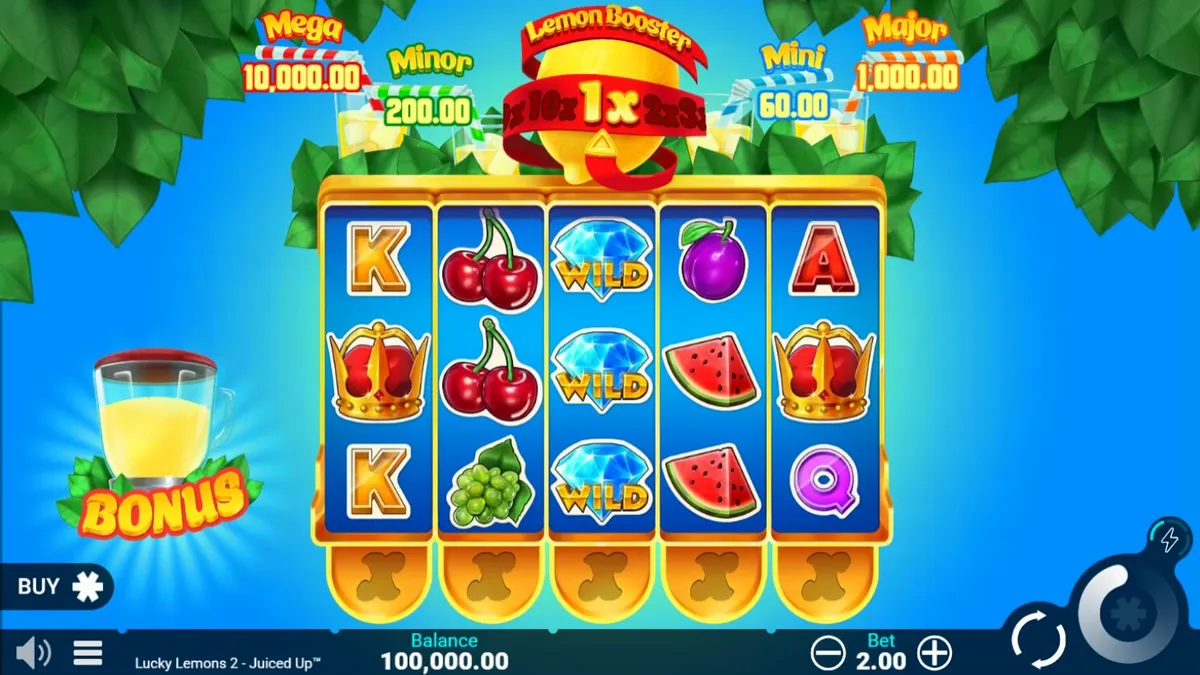 Lucky Lemons 2 Juiced Up slot machine interface